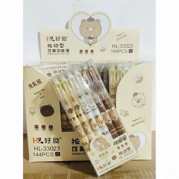 Hộp 12 chiếc bút gel xoá được dạng bấm mực tím