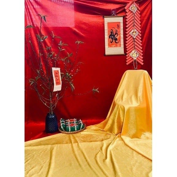 Vải chăn con công decor trang trí phong cách vintage, decor Tết, trải bàn (Khổ 1,6m x 83cm)