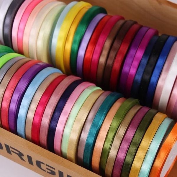 Sỉ 1 cây/10 cuộn ruy băng lụa bản 5mm nhiều màu - Cuộn 22m