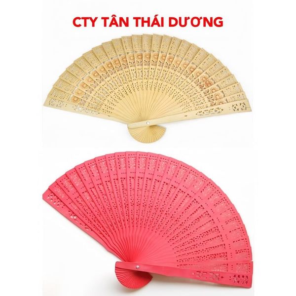 Quạt gỗ cầm tay phong cách cổ trang Trung Hoa , quạt gỗ mộc hương decor