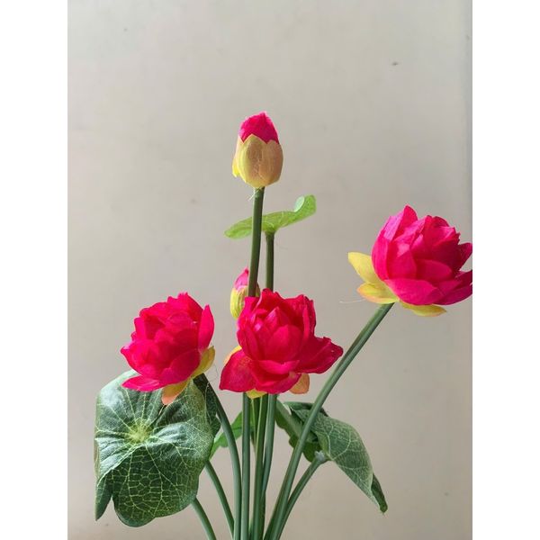 Cụm hoa sen nhí - Cụm hoa sen giả trang trí nhà cửa - Trang trí tháp oản tài lộc, Decor siêu đẹp