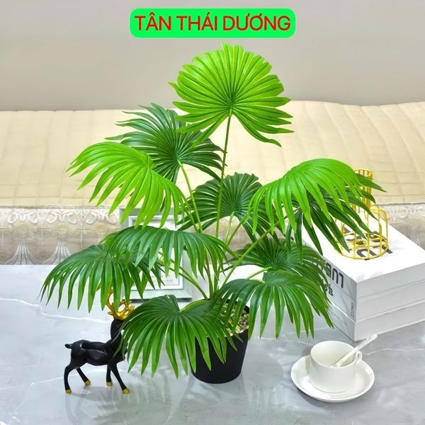 Cây Giả - Cụm cọ giả 12 lá cao cấp - Decor Trang trí nhà cửa