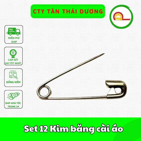 Set 12 Kim băng cài áo chất liệu hợp kim cao cấp- BỀN- RẺ