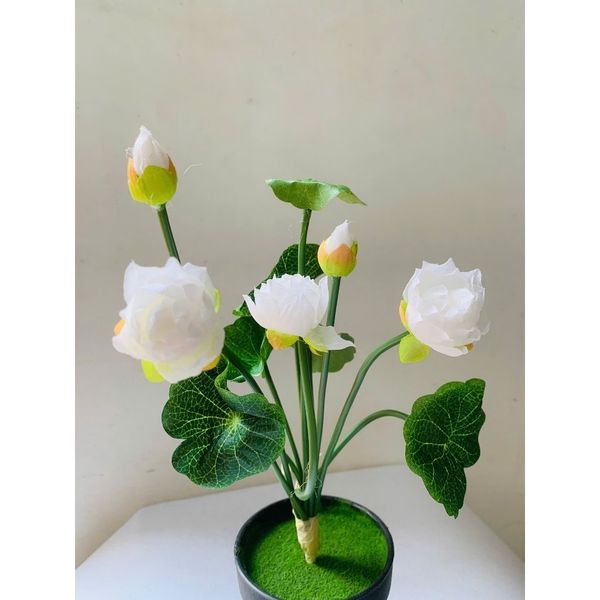 Cụm hoa sen nhí - Cụm hoa sen giả trang trí nhà cửa - Trang trí tháp oản tài lộc, Decor siêu đẹp