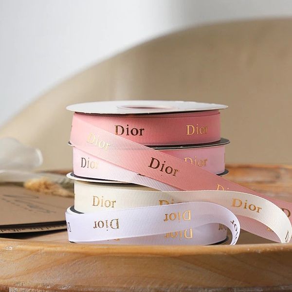 Ruy băng lụa gân in chữ DIIORR - Bản 2cm x 40met - Loại Đẹp