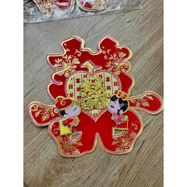 Chữ hỷ 3D ánh kim - trang trí phòng cưới ,xe hoa , đám cưới