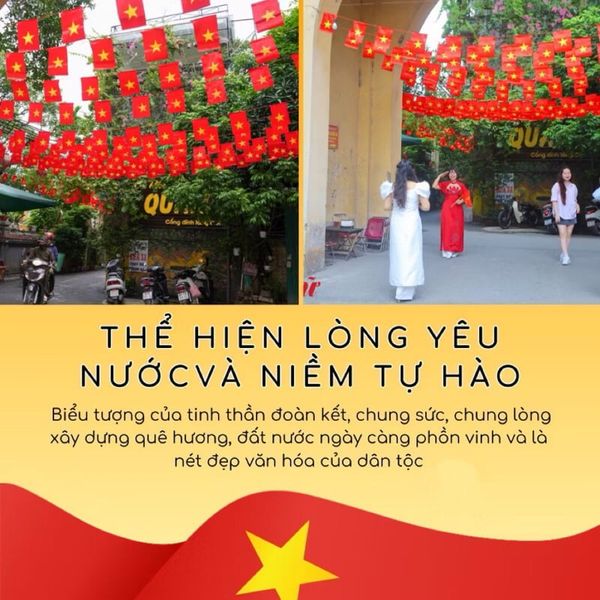 Cờ dây Tổ Quốc 10met x 20 lá  - Cờ dây Sao Vàng in 2 mặt bằng vải phi bóng - Decor Trang trí dịp Tết, lễ hội