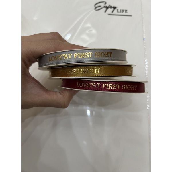 (1Cm 45Met ) Ruy băng lụa , in nổi chữ LOVE - Loại Đẹp