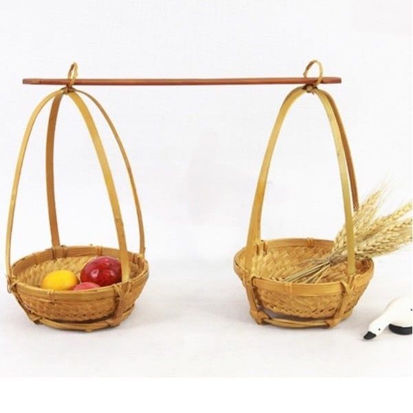 Bộ Quang Gánh mini - Quang thúng mini - Tặng kèm nón lá mini - Decor trang trí nhà cửa