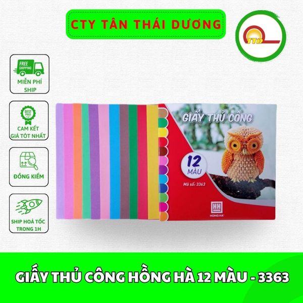 GIẤY THỦ CÔNG HỒNG HÀ 12 MÀU - 3363 - GIẤY THỦ CÔNG HỌC SINH