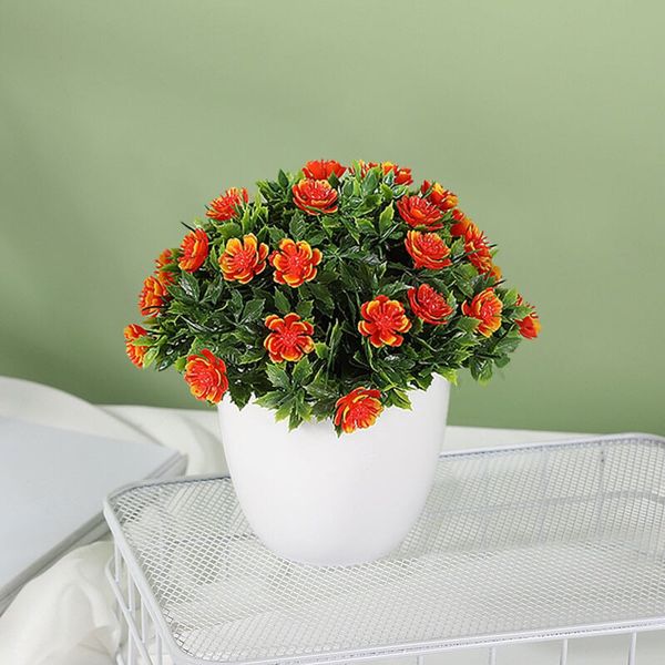 Hoa giả - Chậu hoa baby tròn nhỏ để bàn - Decor trang trí siêu xinh