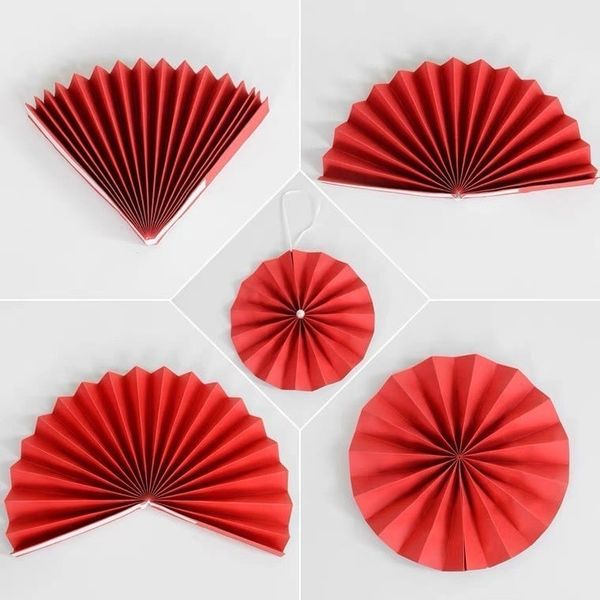 Set 6 quạt giấy - Decor trang trí nhà cửa - Trang trí Tết