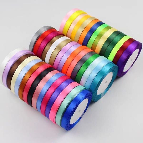 Ruy băng lụa 1cm, 2cm, 4cm nhiều màu - Cuộn 22m - Loại Đẹp