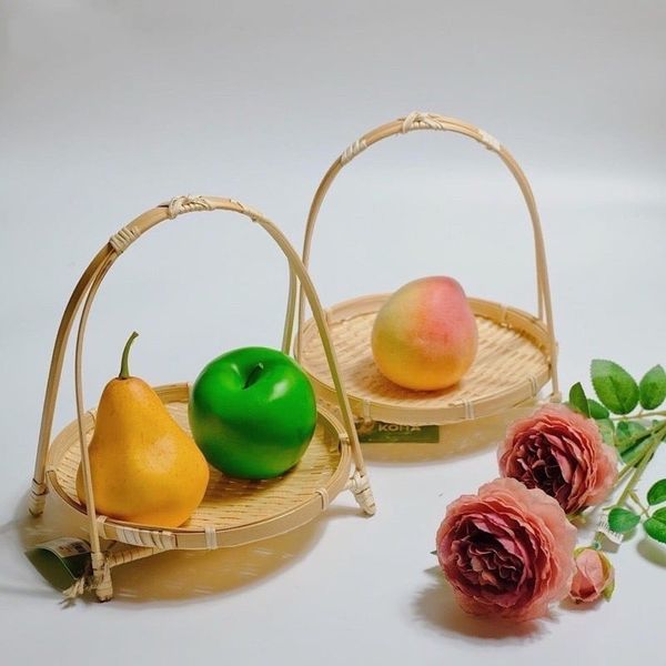 Mẹt tre tầng đan thủ công đựng đồ ăn, trang trí phụ kiện decor chụp ảnh