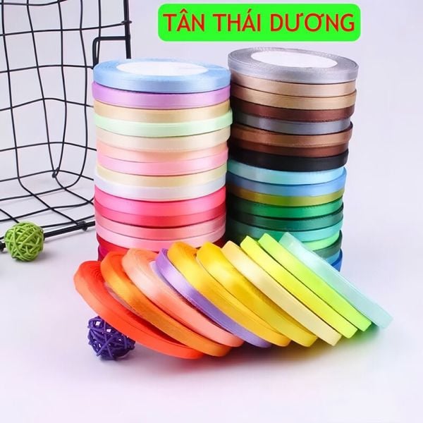 Sỉ 1 cây/10 cuộn ruy băng lụa bản 5mm nhiều màu - Cuộn 22m