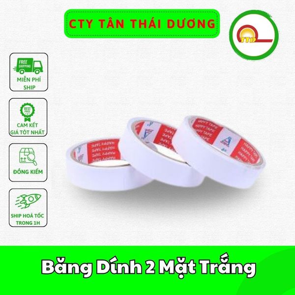 Băng Dính 2 Mặt Trắng Các Kich thước Dài 4 mét