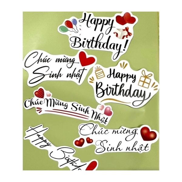 Banner Happy Birthday - Chúc mừng sinh nhật, tag cài thiệp, lãng hoa giỏ quà (Ngẫu Nhiên)