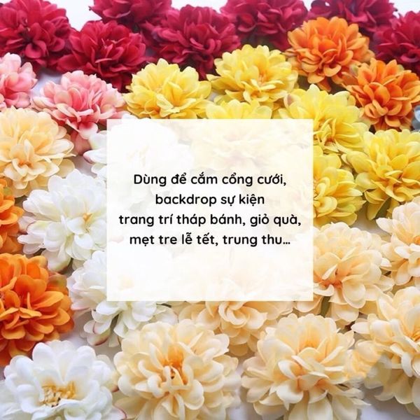 Hoa giả - Đầu bông hoa Cúc Pháp bằng vải lụa - Đầu bông hoa giả trang trí tháp oản, trang trí giỏ quà Tết