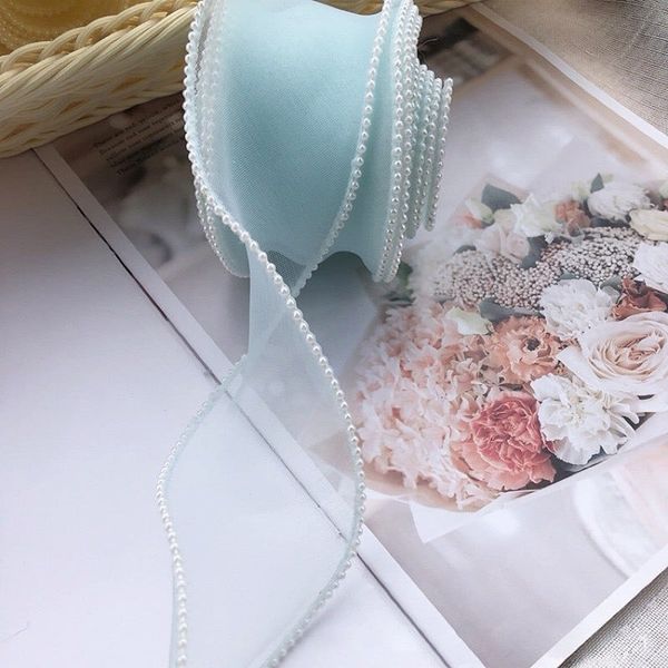 Ruy băng voan viền ngọc - loại không lõi bản 4cm