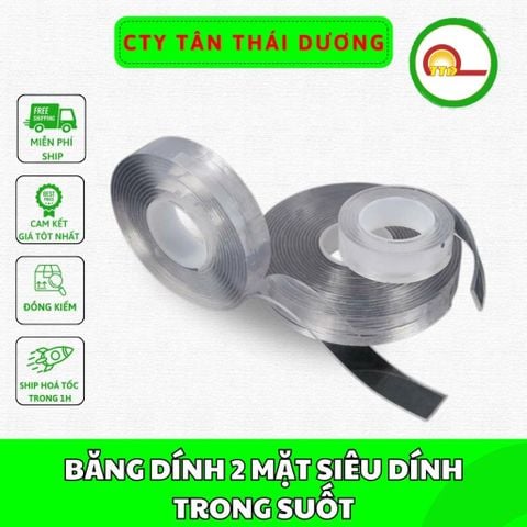 BĂNG DÍNH 2 MẶT SIÊU DÍNH TRONG SUỐT - 3CM X 3M - DÍNH TRÊN NHIỀU BỀ MẶT