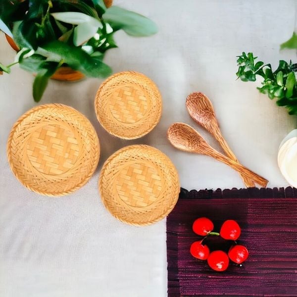 Đĩa tre - Mẹt tre đựng đồ ăn, đựng hạt hướng dương - Decor Trang trí chụp ảnh