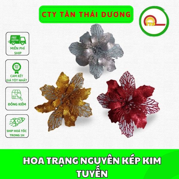 HOA TRẠNG NGUYÊN KÉP KIM TUYẾN TRANG TRÍ LỄ TẾT - LÀM OẢN TÀI LỘC