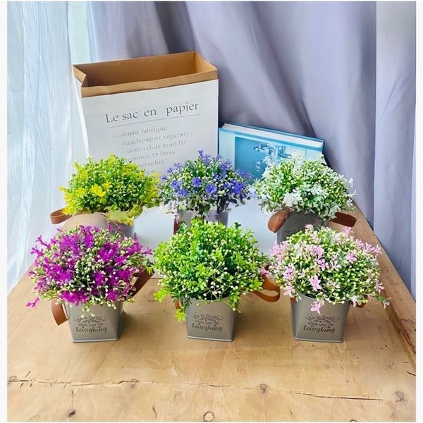 Chậu hoa giả - lọ hoa giả , bình hoa giả . HOA BABY GIẢ.  trang trí nhà cửa, để bàn cực đẹp
