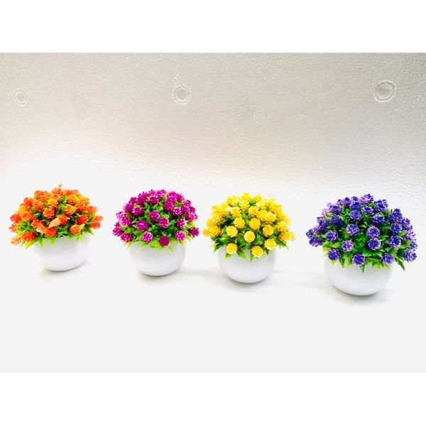 Hoa giả - Chậu hoa baby tròn nhỏ để bàn - Decor trang trí siêu xinh