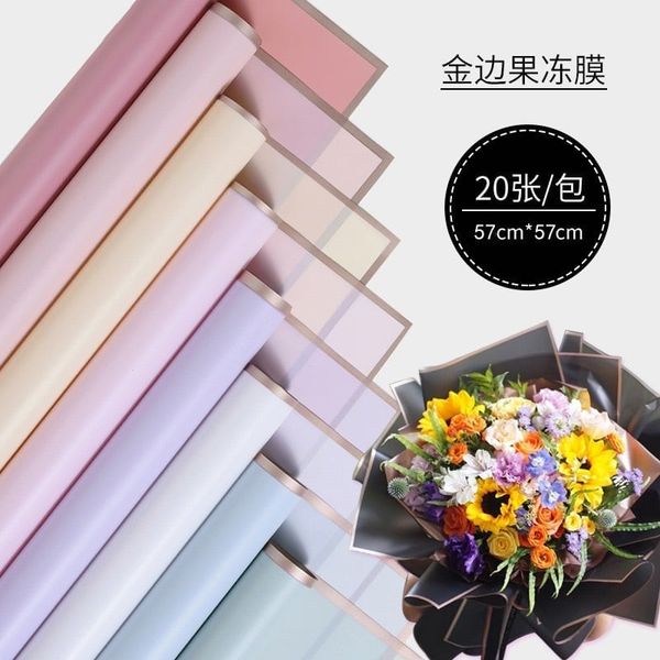 (20 tờ) Giấy gói hoa mika bóng mờ - viền đồng - không thấm nước- giấy gói hoa