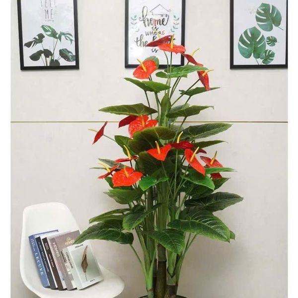 Cây Giả - Cây hoa rum, Cây thiên điểu, Cây môn hồng trang trí nhà cửa - Cây giả decor