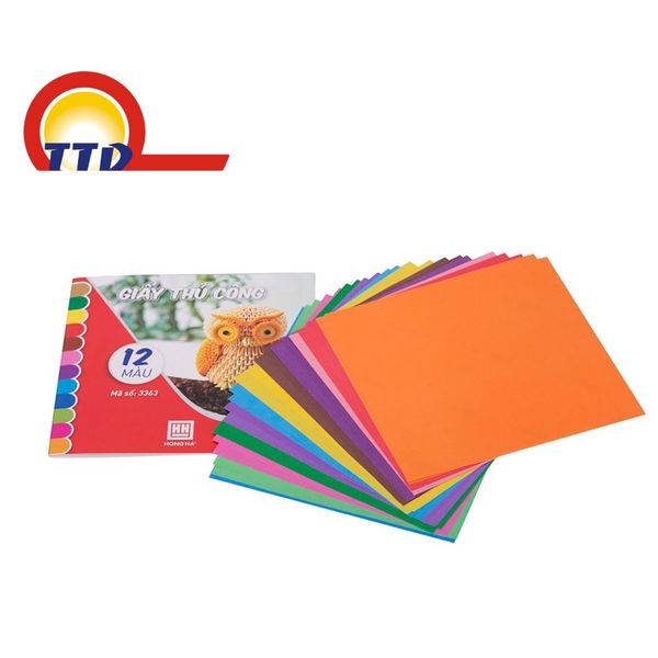 GIẤY THỦ CÔNG HỒNG HÀ 12 MÀU - 3363 - GIẤY THỦ CÔNG HỌC SINH