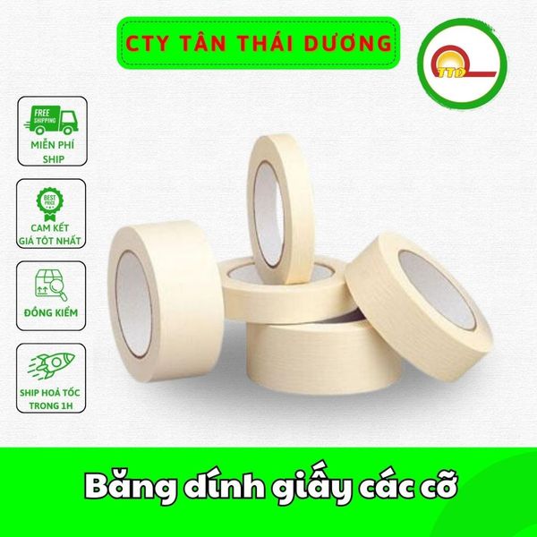 Băng dính giấy các cỡ dài 14 met_siêu dính