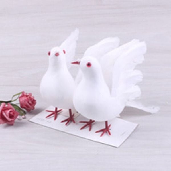 Set 2 con chim bồ câu giả trang trí đám cưới, decor trang trí tiểu cảnh