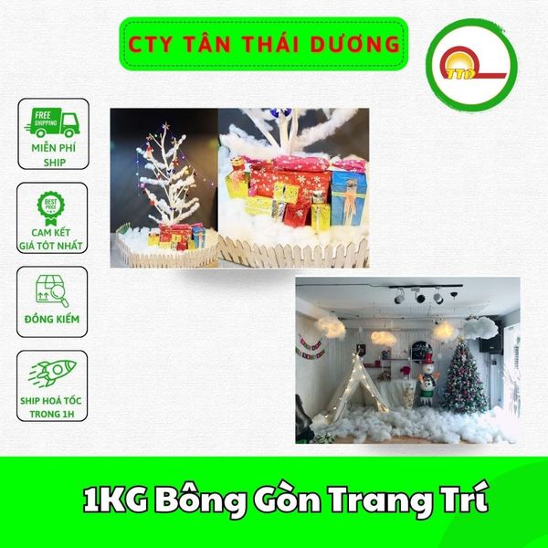 1KG BÔNG GÒN - Decor đám mây - Trang Trí Noel - Nhồi Lõi Gối - Thú Bông.