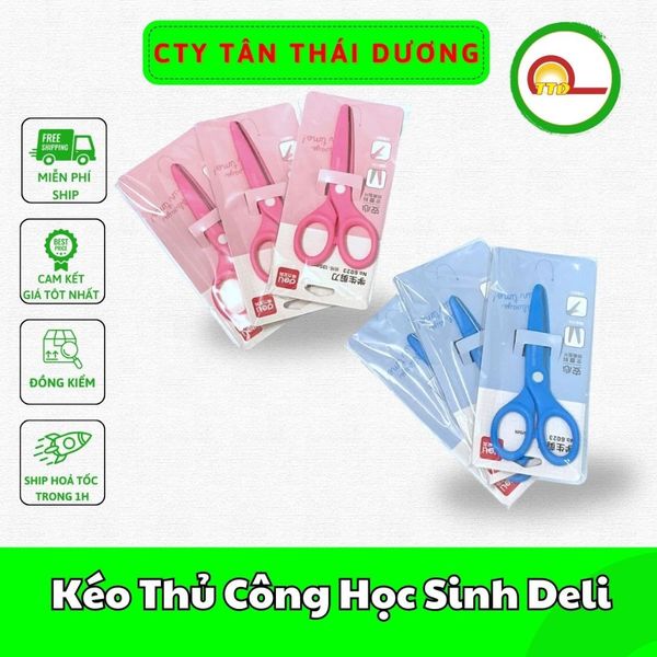 Kéo Thủ Công Học Sinh Deli, Xanh dương/ Hồng