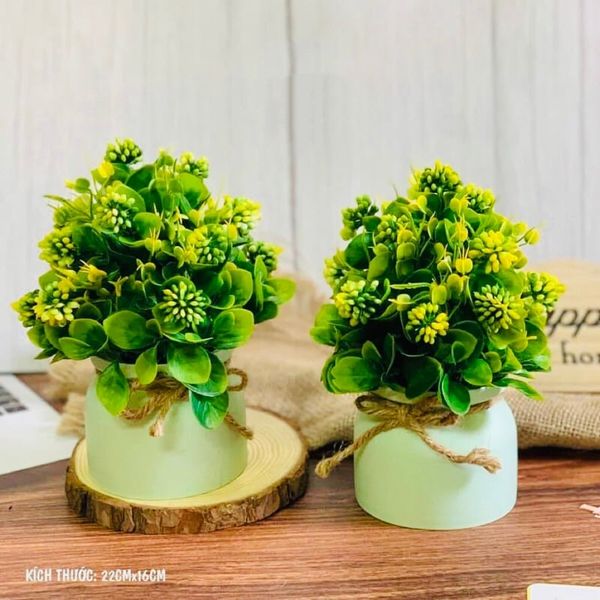 Chậu cây giả - Chậu cây tú cầu nhí để bàn - Decor trang trí nhà cửa cực đẹp