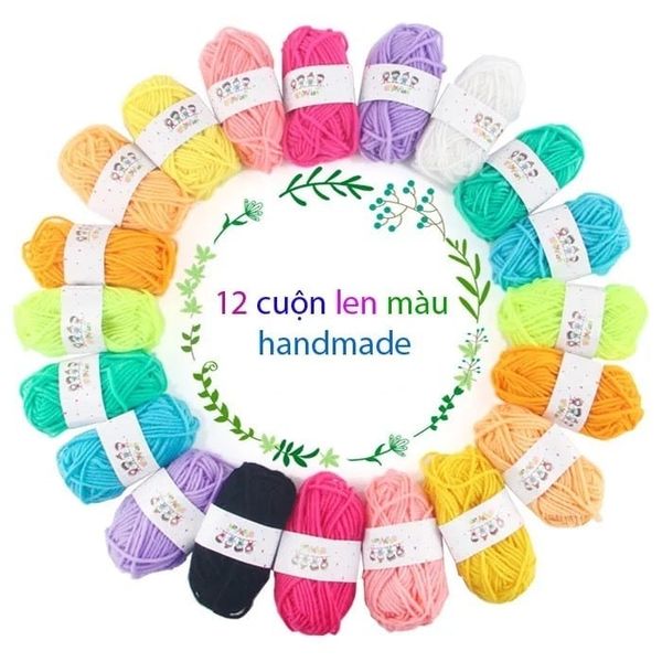 Set 12 Cuộn Len Nhiều Màu Làm Đồ Handmade, làm gấu bông cực đẹp