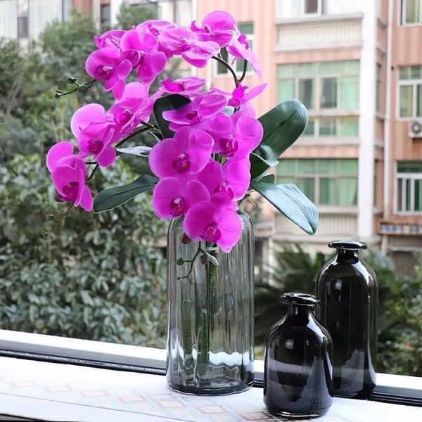 Cành hoa lan hồ điệp.  HÀNG CAO CẤP BẰNG CAO SU 9 BÔNG. hoa giả lan hồ điệp . trang trí tuyệt đẹp và sang trọng a06