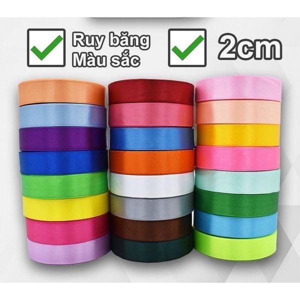 Ruy Băng Lụa Nhiều Màu Bản 2cm - Cuộn 22m