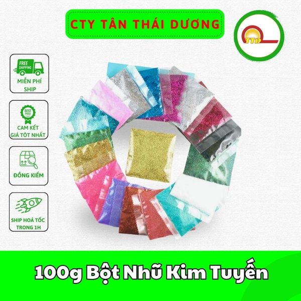 100g Bột Nhũ Kim Tuyến Trang Trí - Làm Đồ Handmade