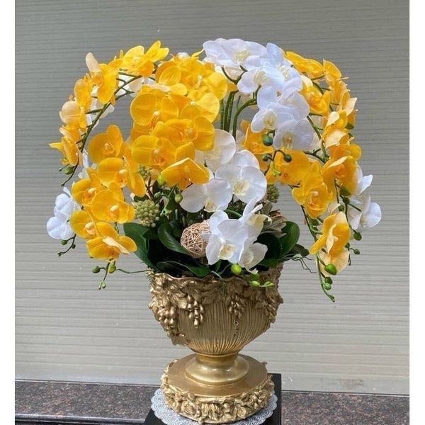 Cành hoa lan hồ điệp cao su 7 bông cao cấp - decor trang trí nhà cửa cực đẹp và sang trọng