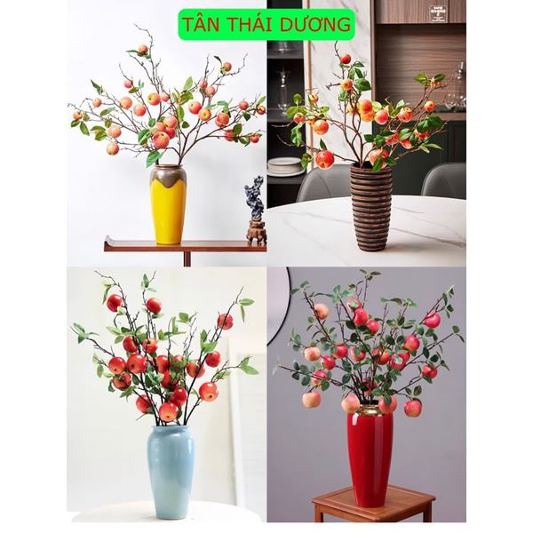 Cành quả táo giả - Thân mốc trang trí nhà cửa, cắm lọ hoa để bàn - Giống thật 99%