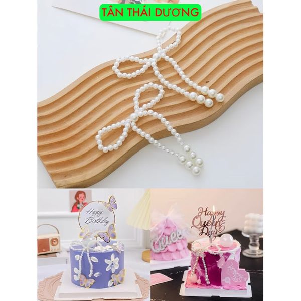 Nơ ngọc trai - Nơ ngọc trang trí bánh sinh nhật, trang trí bó hoa - Làm đồ handmade cực đẹp