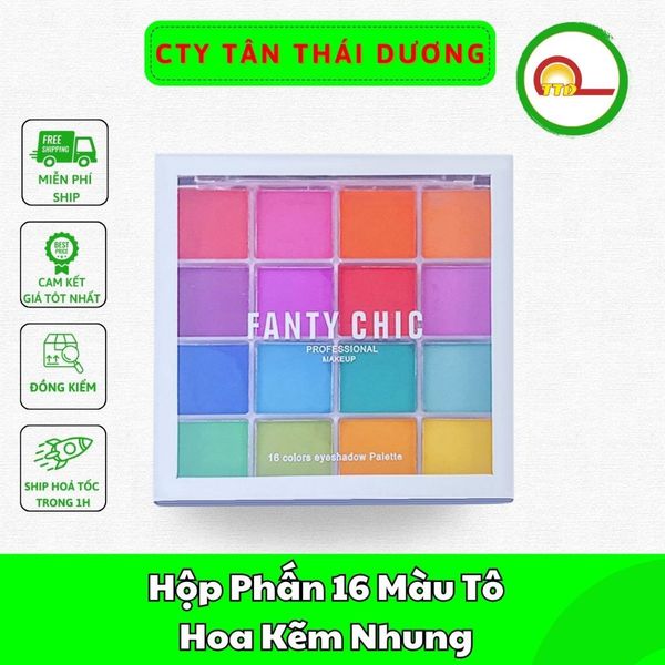 Hộp Phấn 16 Màu Tô Hoa Kẽm Nhung Siêu Tiện Dụng - Chất Lì Mịn Cực Đẹp