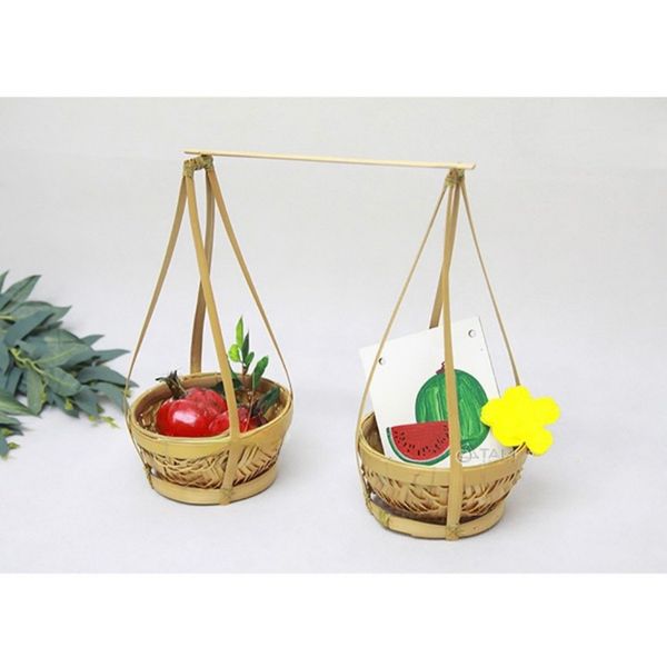 Bộ Quang Gánh mini - Quang thúng mini - Tặng kèm nón lá mini - Decor trang trí nhà cửa