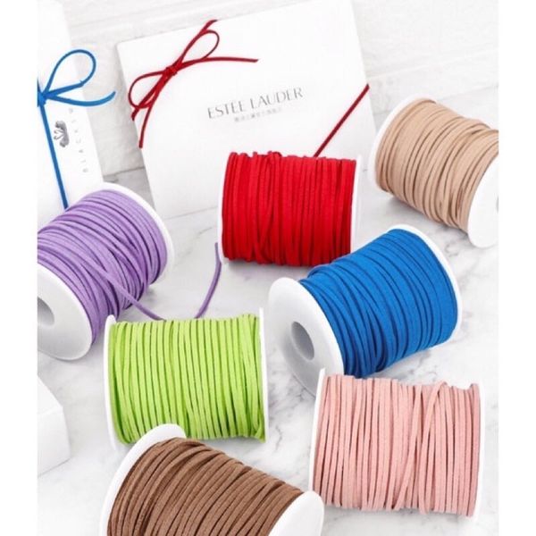 (Lẻ 5 mét) Cuộn dây nhung - Cuộn dây da lộn - Làm đồ handmade - Trang trí bó hoa, hộp quà