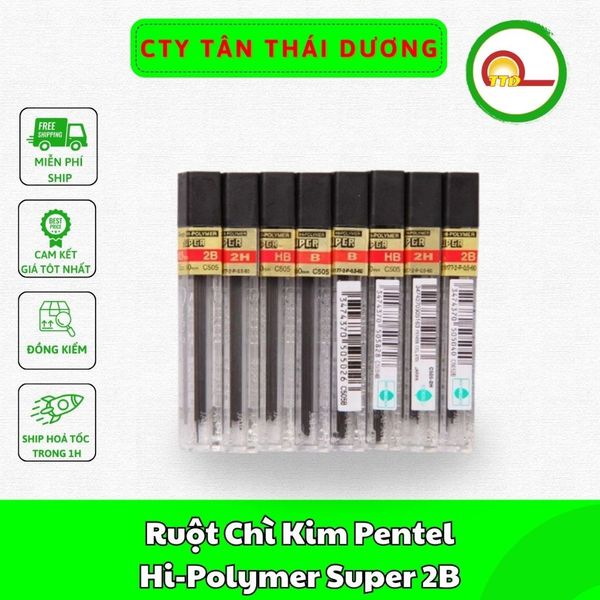 Ruột Chì Kim Pentel Hi-Polymer Super 2B Ngòi 0.5mm
