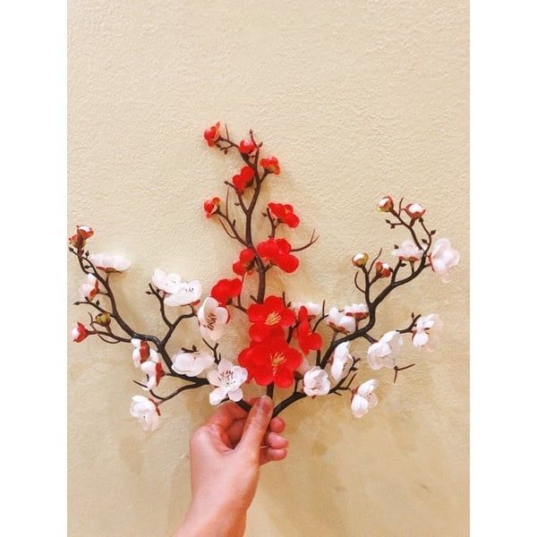 Cành Đào Giả Trang Trí Tết Dài 30Cm