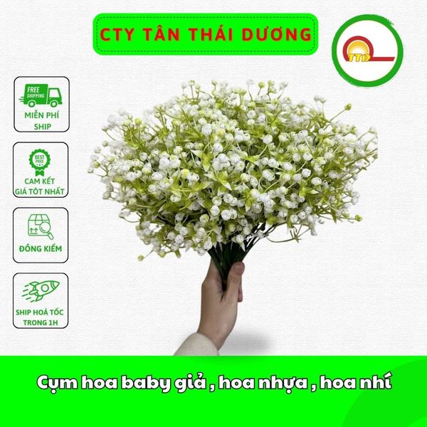 (LOẠI 1- NHIỀU NHÁNH) 1 Cụm hoa baby giả , hoa nhựa , hoa nhí , cỏ điểm . trang trí bó hoa tươi , hoa sáp