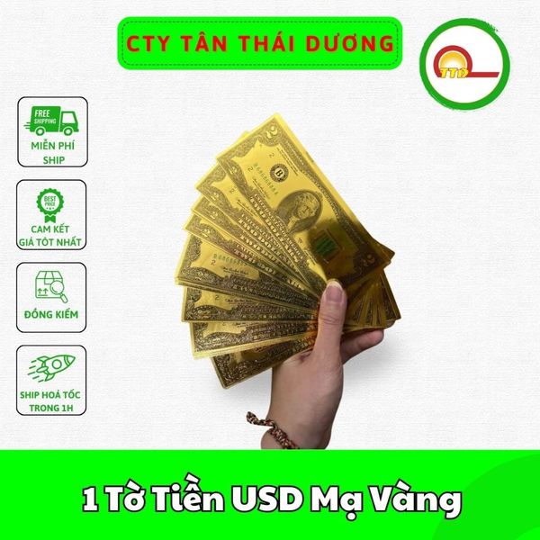 1 Tờ Tiền USD Mạ Vàng, Đồng Đô La Mạ Vàng Làm Tháp Tỏi, Làm Oản, Giỏ Hoa, Tháp Bánh Tháp Nước Tài Lộc, Giỏ Quà Tết